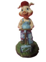 Resin Pig Figurine Doing Yard Work I Hate Yard Work 7&quot;T - £7.81 GBP