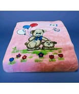 Vintage Mink Baby Blanket Bear Puppy Balloons Butterflies Plush Kawaii  - $277.37 CAD