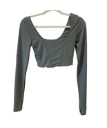 DYNAMITE Women&#39;s Moss Taupe Green Long Sleeve Polyester Stretch Crop Top XS - $11.70 CAD
