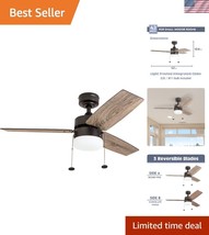 Contemporary 42-Inch Ceiling Fan with Light, Pull Chain, and Reversible ... - $128.99