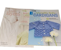 3 Pattern Booklets Knit Layettes Adorable Cardigans Leisure Arts - $7.94