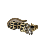 Kenneth Jay Lane Cheetah Leopard Enamel Rhinestone Pin Brooch Emerald - $54.40