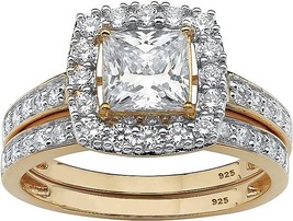 2.80 Ct Princess Cut Diamond Bridal Set Engagement Ring 14k Yellow Gold Finish - £118.86 GBP