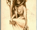 Gibson Girl Large Hat Daisies Flowers Best Wishes DB Postcard H5 - $6.88