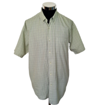 Wrangler Shirt Men&#39;s Size Large Olive Green Checks Button Front Short Sleeves - $16.83