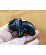 (Y-ELE-758) Black onyx ELEPHAS gemstone figurine love pachyderm zoo statue - $32.01 CAD