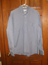 Men&#39;s ENRO Blue &amp; Yellow Plaid LS Button Front Shirt - Size L - $14.84