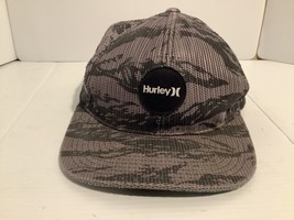 Hurley Camo Snapback Hat Cap Mesh Trucker Baseball Gray Black Classic Yupoon - £11.96 GBP