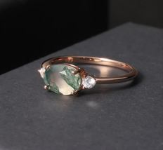 Natural Moss Agate Ring Women Beautiful Ring 925 Sterling Silver Handmade Ring - £50.37 GBP