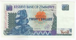 Zimbabue, 20 Dólares, 1997, Banco Reserva de Zimbabue, P7, XF++ - $11.21