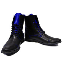 Two Tone Rounded Cap Toe High Ankle Genuine Leather Lace Up Stylish Men Boots - £127.88 GBP+
