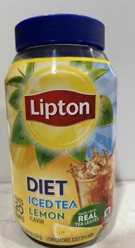 Lipton DIET ICED TEA LEMON Flavor Mix 5.89 oz jar Makes 20 Quarts