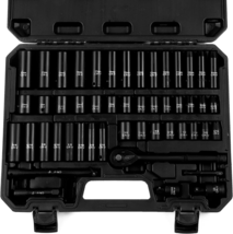 50-Piece Socket Set: SAE/Metric, Deep/Shallow, Ratchet Wrench + Accessories - £63.98 GBP