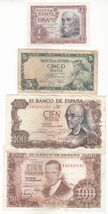 Espagne, Ensemble 4,Tout Différent Old Émission Billets de Banque, VF/XF+ - $17.81
