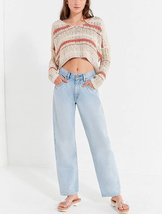 Urban Outfitters UO Sasha Striped Cropped Crochet Sweater Size Small - £23.25 GBP