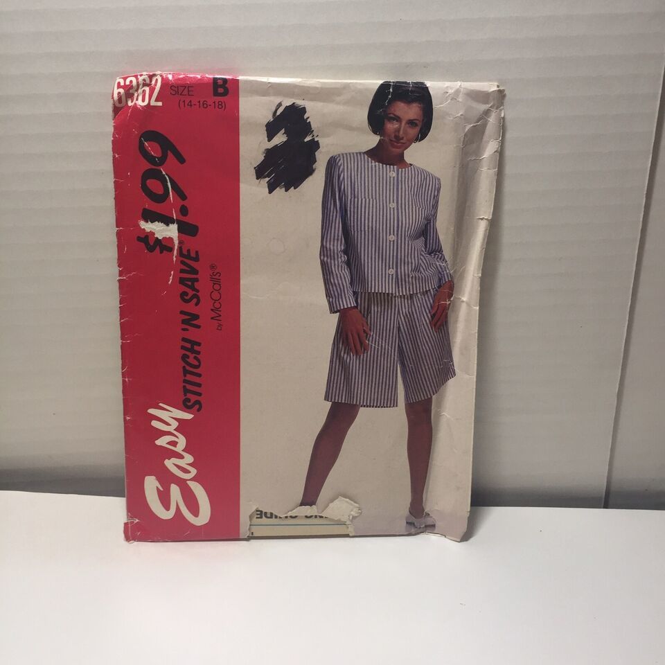 Easy Stitch 'n Save 6362 Size Misses' Unlined Jacket and Split-Skirt - $12.86