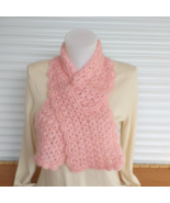 Peach knit spring scarf,crochet lace scarf women, handmade keyhole knit ... - £28.30 GBP