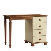 Copenhagen Single Dressing Table Cream/Pine Bedroom Dresser Desk 4 Drawers Wood - £107.98 GBP