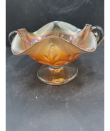 Vintage Marigold Carnival Glass Question Mark Pedestal Candy Dish Bowl - $209.20 MXN