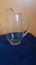 Vintage Large Clear Glass Pitcher 2 gal. Lipped with handle mid Century modern  - £14.69 GBP