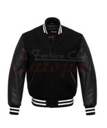 Unisex Letterman Wool College Varsity Jacket with Real Leather Sleeves X... - £51.85 GBP