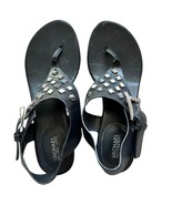 Michael Kors Black Studded Valencia Thong Block Low Block Heel Sandals S... - $28.33