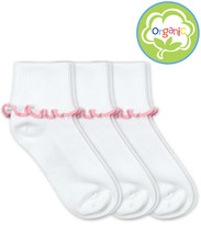 Girls Socks Organic Dress Cotton Seamless Ruffle Lace School Turn Cuff A... - £7.90 GBP