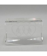 Etched Cupid Cherubs Love You Valentines Day Glass Paperweight - £7.75 GBP
