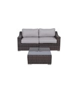 Fully Assembled 3-Piece Brown Rattan Patio Conversation Set with Cushions - €862,66 EUR