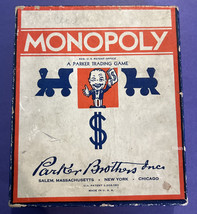 Monopoly Board Game Box Wood Pieces 1936 Parker Brothers - Read Description - £36.94 GBP
