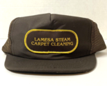 Vtg Trucker Hat Patch Mesh Logo Cap Snapback Brown Carpet Steam Lamesa - £11.58 GBP