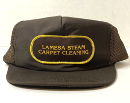 Vtg Trucker Hat Patch Mesh Logo Cap Snapback Brown Carpet Steam Lamesa - $14.50