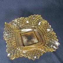 Vtg Federal Glass Traditions Diamond Amber Gold Square Sawtooth Edge Candy Dish - £11.73 GBP