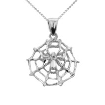 925 Sterling Silver Spider Web Charm Pendant Necklace 16&quot;, 18&quot;, 20&quot;, 22&quot; - £26.74 GBP+