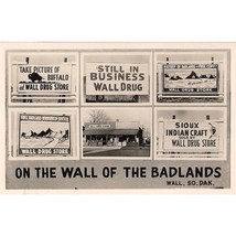 On The Wall Of The Badlands Postcard Wall Drug Billboard Collage Unposted - £3.92 GBP