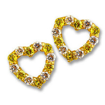 1.00 Ct 14K Yellow Gold Heart Citrine W/ White Sapphire Stud Screw Back Earrings - £71.65 GBP