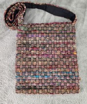 Womens Purse Multicolor Fringed Recycled Silk Boho Hippie Satchel Should... - £46.43 GBP
