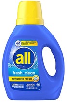 all Fresh &amp; Clean Laundry Detergent, Sunshine Fresh, 40 Fl. Oz. - £6.78 GBP
