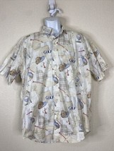 Chaps Ralph Lauren Men Size L Ivory Golf Button Up Shirt Short Sleeve - $7.15