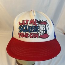 Let Me Squeeze Your Can Hat Vintage Trucker Mesh SnapBack USA Made Funny... - $28.01