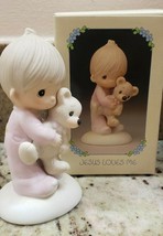 1978 JESUS LOVES ME Precious Moments figurine No. E-1372/B Boy and Teddy Bear - £11.66 GBP