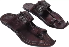 Mens Kolhapuri Soft Leather chappal Jesus Flat HT78 BOHO Sandals US size... - $36.96