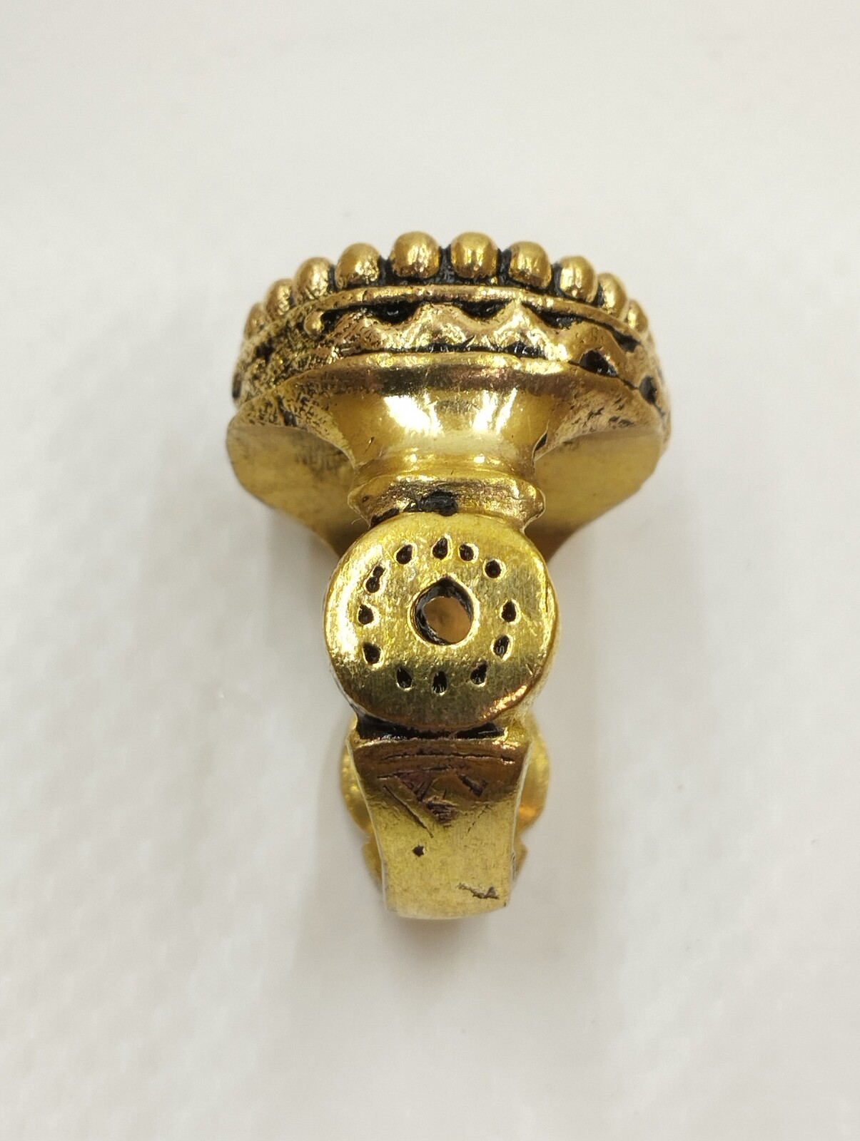 Vintage Berber Bronze Ring – Handmade Tribal Chevron Bead Design – Unique Item image 4