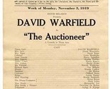 The Auctioneer Bill of the Play Shubert Belasco Theatre Washington DC 1919 - $17.82