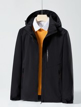 Spring Autumn Hooded Windbreaker Men Casual Jacket Plus Size Zip Pockets Waterpr - £71.82 GBP