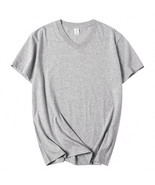 V-neck short sleeved t-shirt men&#39;s pure cotton t-shirt summer casual shirt - $20.81 CAD