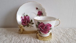 Vintage Royal Kent Bone China Tea Cup and Saucer Colorful Roses Gold Trim EUC - £11.98 GBP