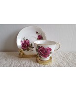 Vintage Royal Kent Bone China Tea Cup and Saucer Colorful Roses Gold Tri... - $14.99