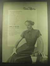 1949 Lord & Taylor Claire Tiffany Dress Ad - There's something about shantung - $18.49