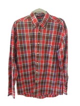 Gant Manhattan Poplin Red White Blue Plaid Casual Fit Long-Sleeve Shirt Large - £23.23 GBP